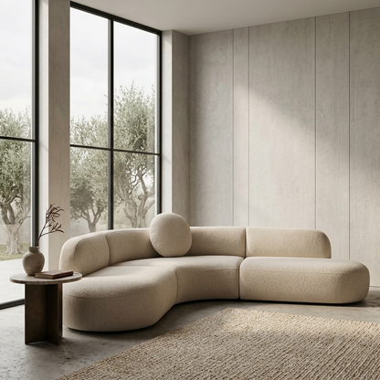 Aurelia Curved Bouclé Corner Sectional Sofa (2400mm x 2400mm) - (NO)