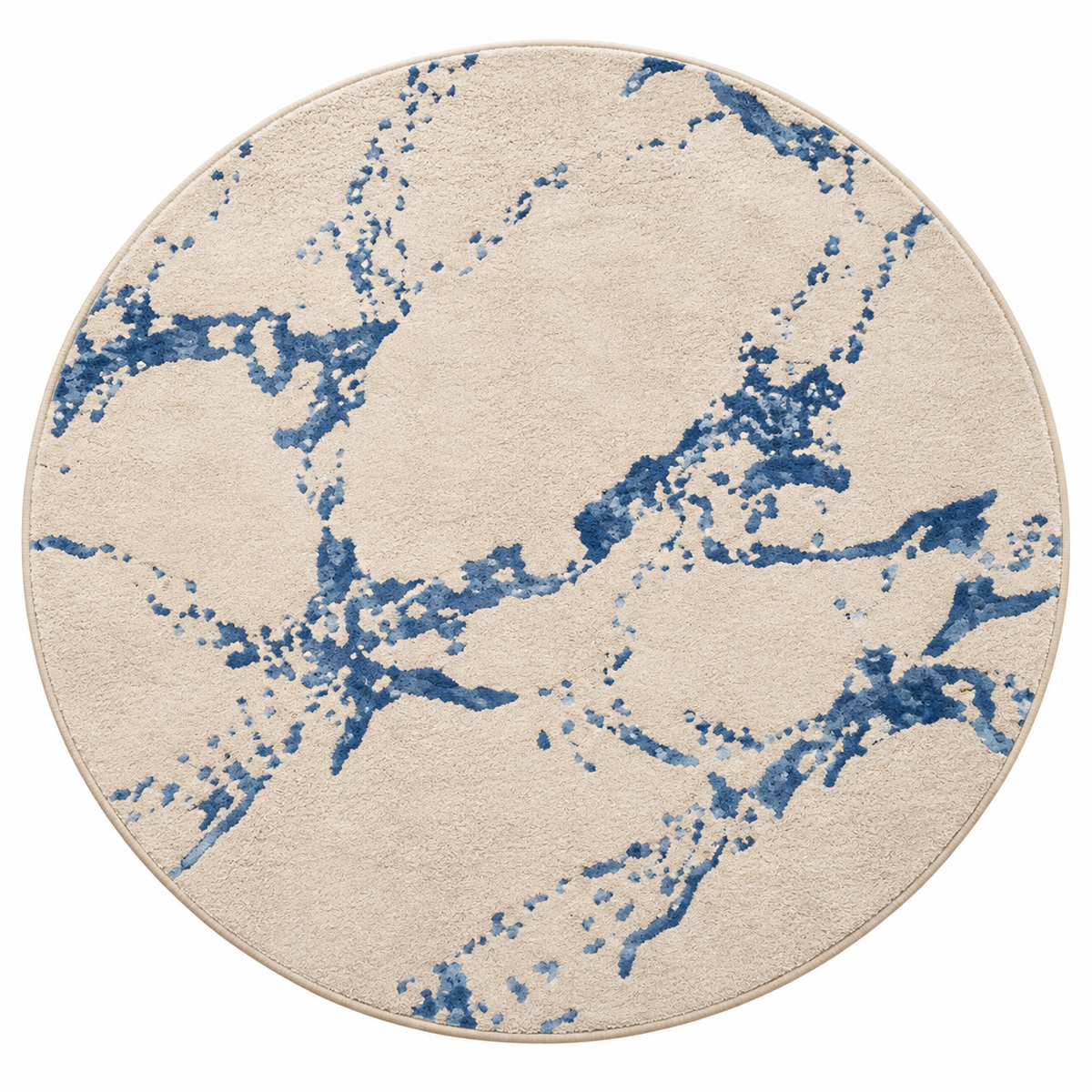 Azure Marble Round Rug - 3*3 ft | Flowing Azure Marble Veining Pattern (GG)