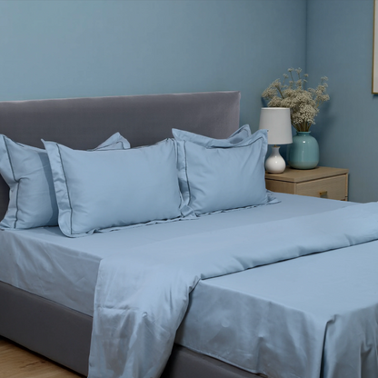 BOMOND Elegant Piping Bedsheet (300TC) - 100% Cotton King-Size Bedsheet + 2 Pillow Covers