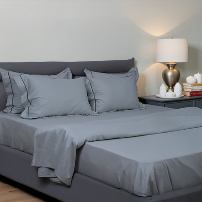 BOMOND Elegant Piping Bedsheet (300TC) - 100% Cotton King-Size Bedsheet + 2 Pillow Covers