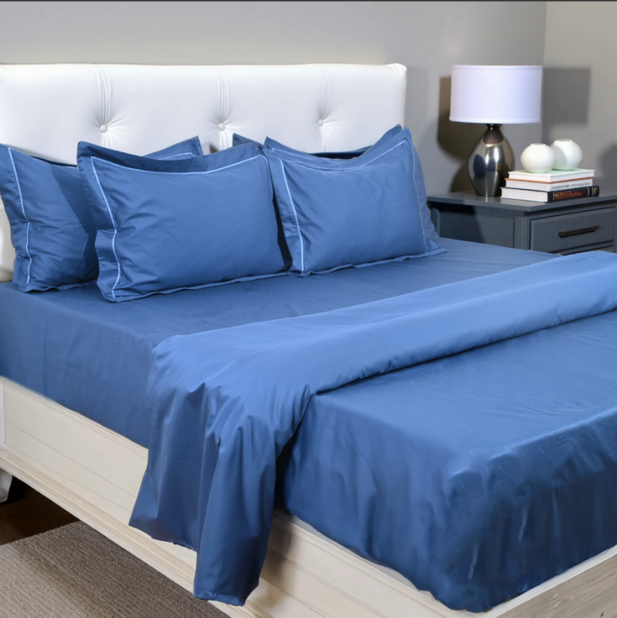 BOMOND Elegant Piping Bedsheet (300TC) - 100% Cotton King-Size Bedsheet + 2 Pillow Covers