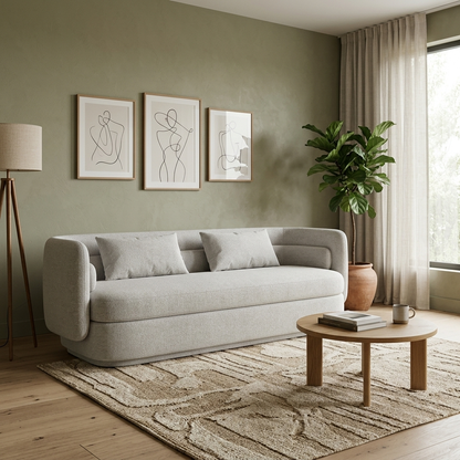 Celine Curved Minimalist Velvet 3-Seater Sofa (1950mm) - (NO)