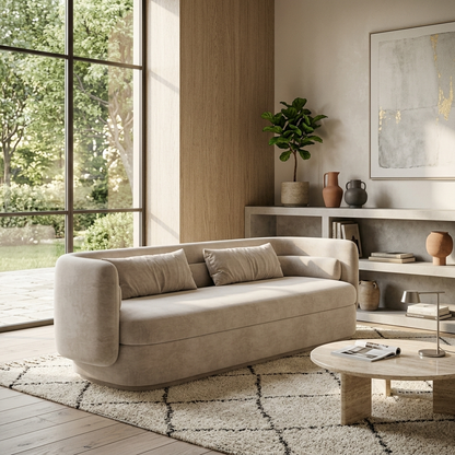 Celine Curved Minimalist Velvet 3-Seater Sofa (1950mm) - (NO)