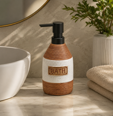 Rustic Ribbed Bath Ceramic Soap Dispenser (W)