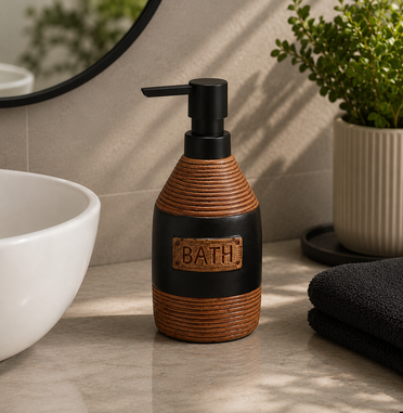 Rustic Ribbed Bath Ceramic Soap Dispenser (W)