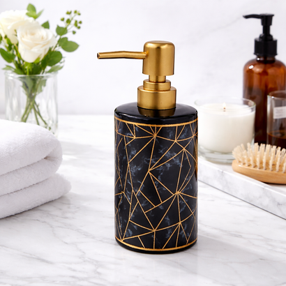 Aria Gold Geometric Ceramic Soap Dispenser (W)