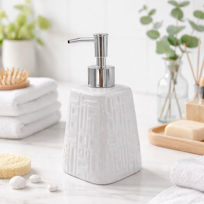 Linear Lattice Gloss Ceramic Soap Dispenser (W)