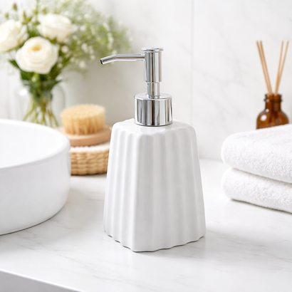 The Fluted Tapered Ceramic Soap Dispenser (W)