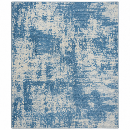 Coastal Blue Handloom Viscose Rug | Distressed Pattern (GG)
