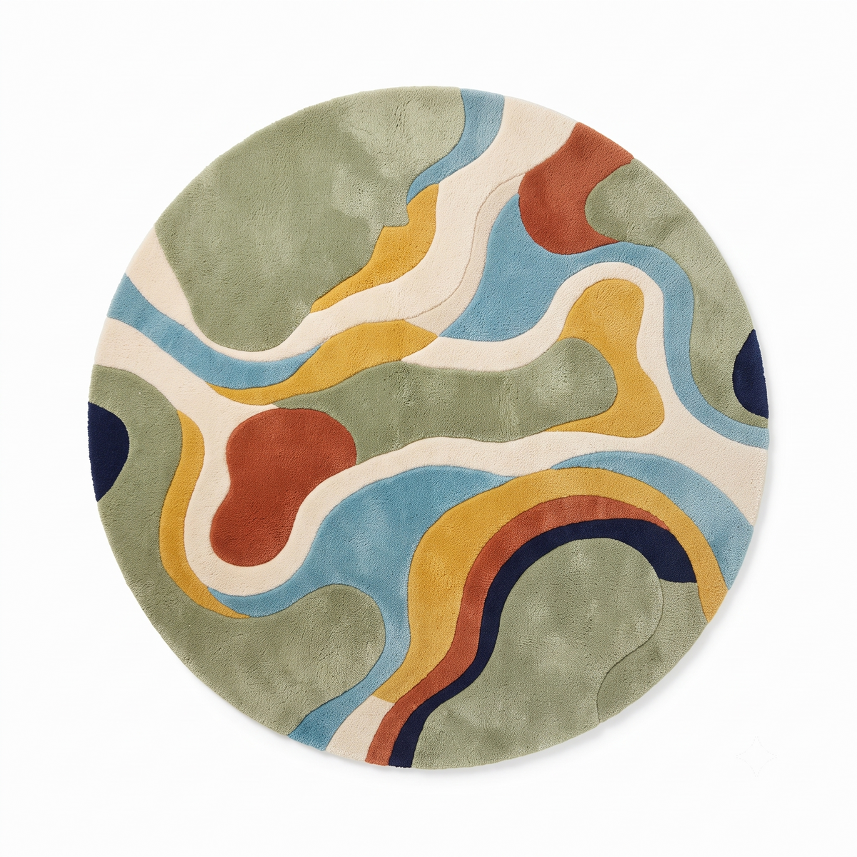 Colorful Abstract Wool Rug | Playful Abstract Organic Shapes (GG)