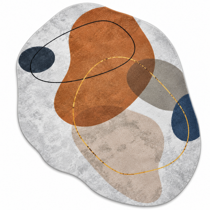 Contemporary Organic Abstract Rug | Fluid Organic Shapes with Artistic Curved Lines (GG)