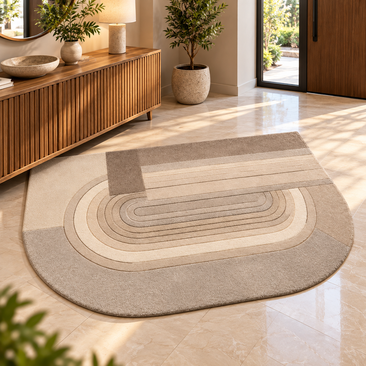 Contour Luxe Rug | Half-Rounded Silhouette with Contour Lines (GG)
