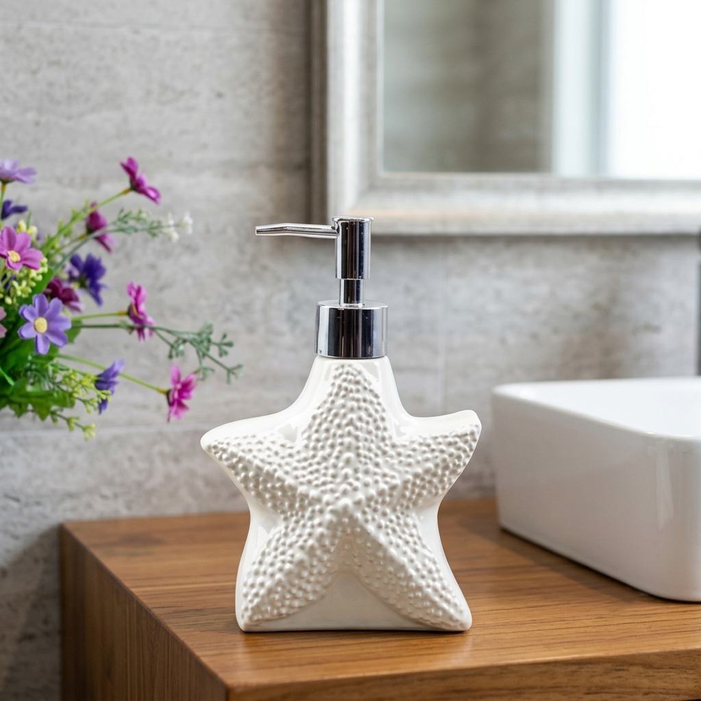 Coastal Shell Ceramic Soap Dispenser (W)