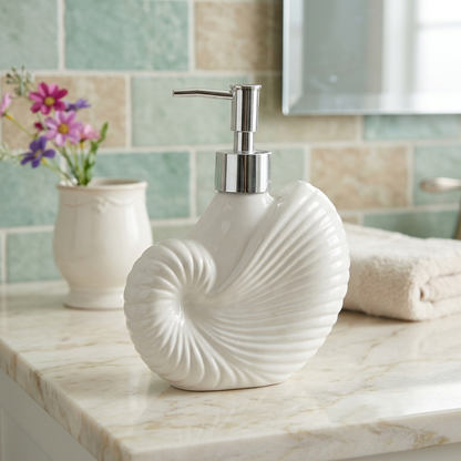 Coastal Shell Ceramic Soap Dispenser (W)
