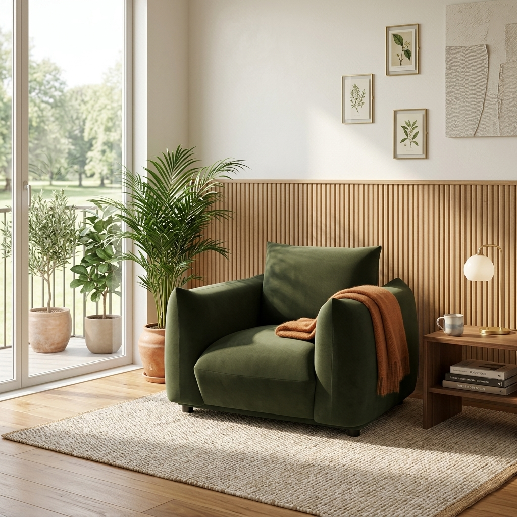 Dami 1-Seater Upholstered Sofa Armchair W 112 x D 101 x H 81 cm - (OT)