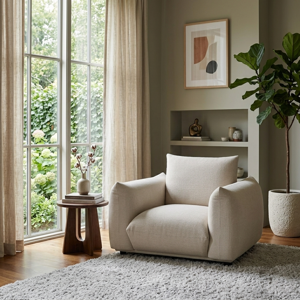 Dami 1-Seater Upholstered Sofa Armchair W 112 x D 101 x H 81 cm - (OT)