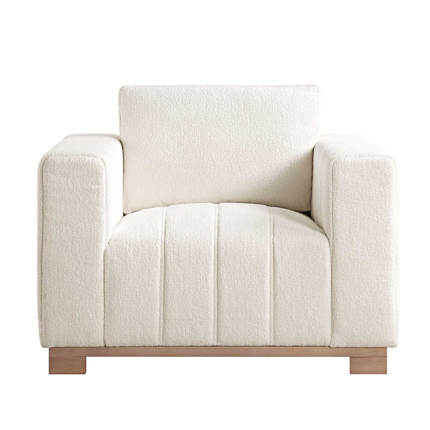 Dapi Beige Boucle 1-Seater Sofa with Wooden Base W 90 x D 87 x H 79 cm - (OT)