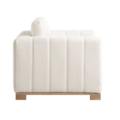 Dapi Beige Boucle 1-Seater Sofa with Wooden Base W 90 x D 87 x H 79 cm - (OT)