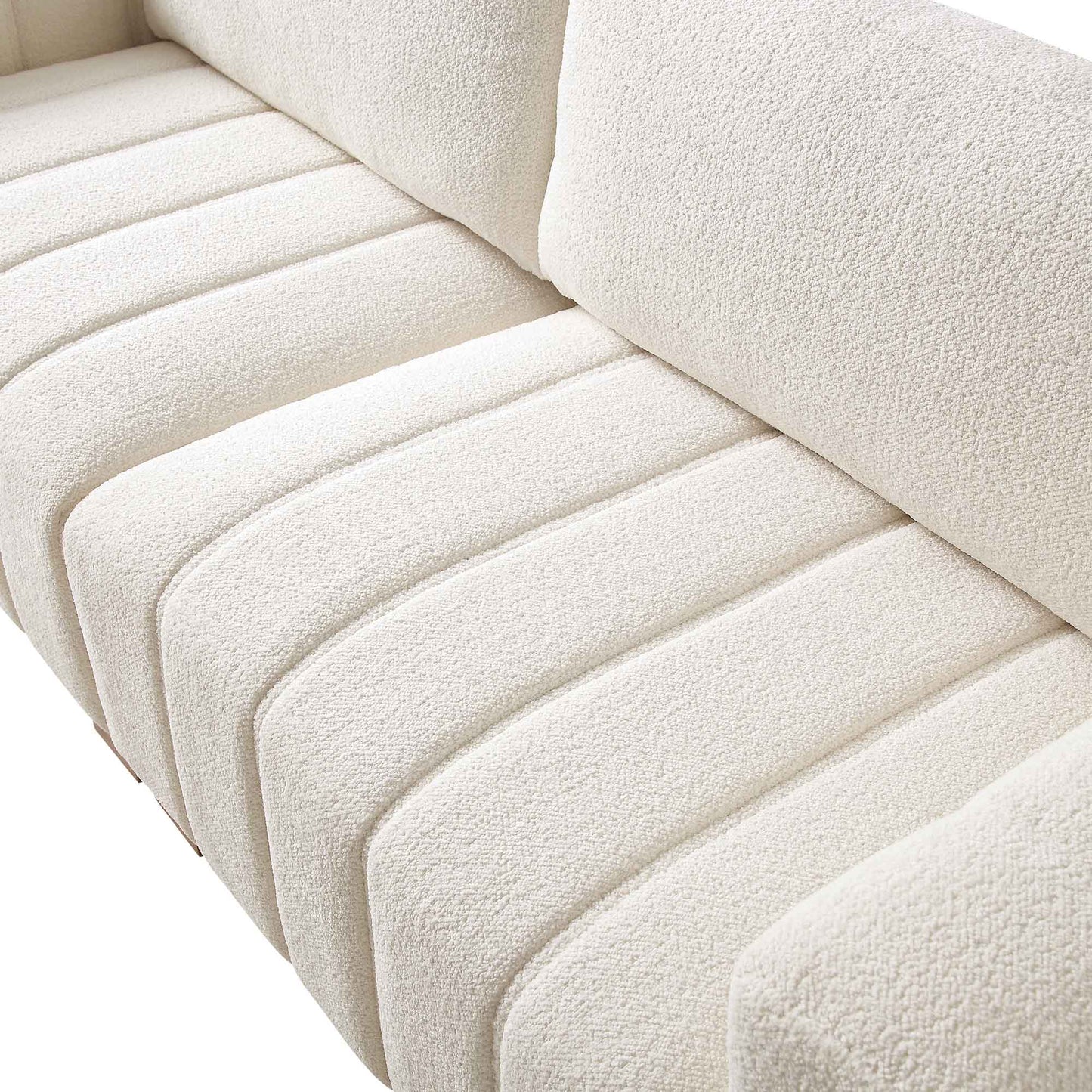 Dapi Beige Boucle 3-Seater Sofa W 210 x D 87 x H 79 cm - (OT)