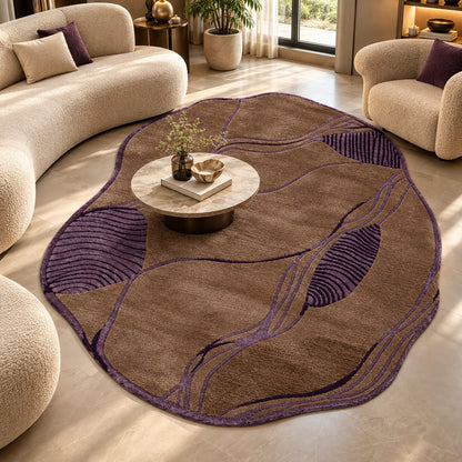 Earthy Abstract Flow Rug | Layered Abstract Organic Flow with Linear Detailing (GG)