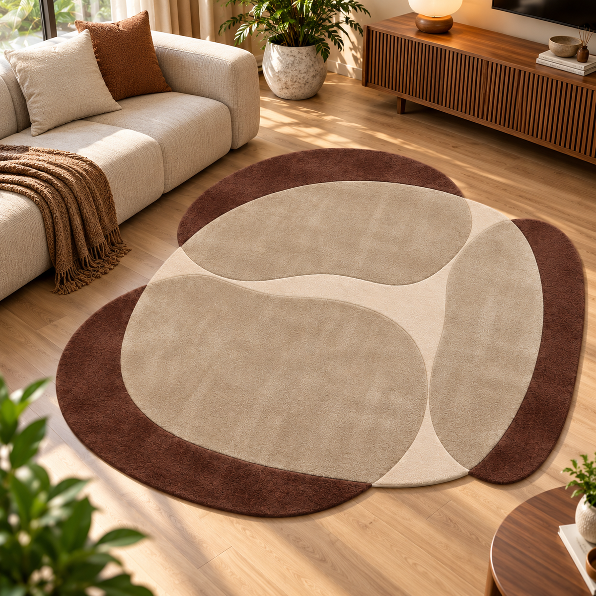 Earthy Harmony Rug | Organic Abstract Flowing Shapes (GG)