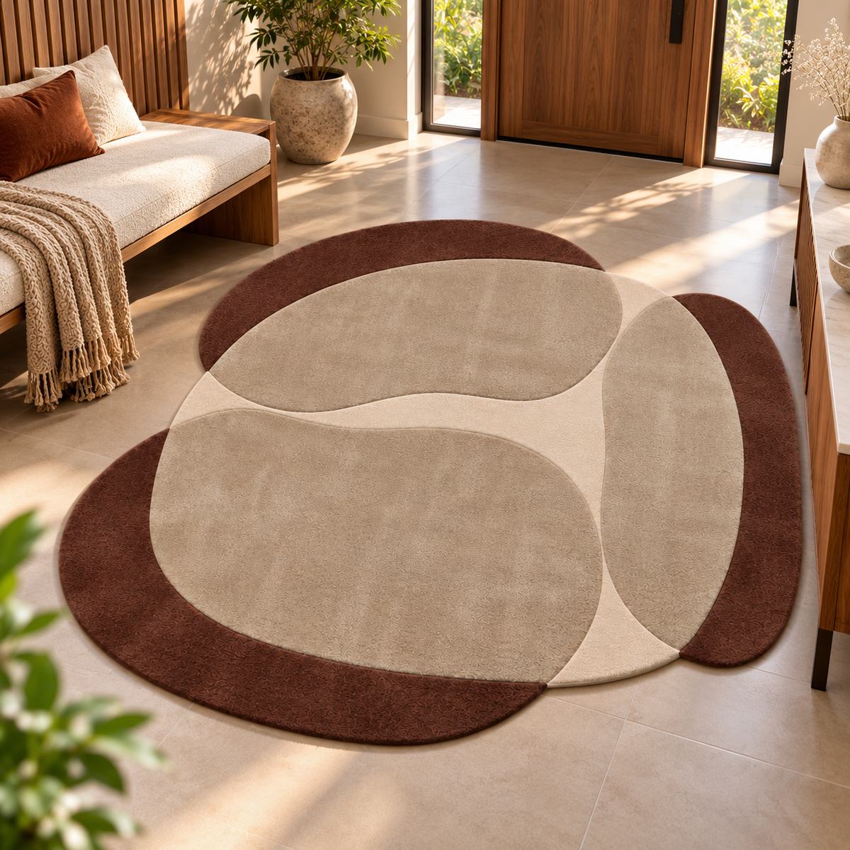Earthy Harmony Rug | Organic Abstract Flowing Shapes (GG)
