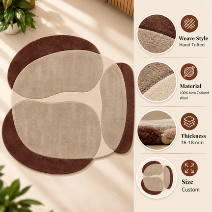 Earthy Harmony Rug | Organic Abstract Flowing Shapes (GG)