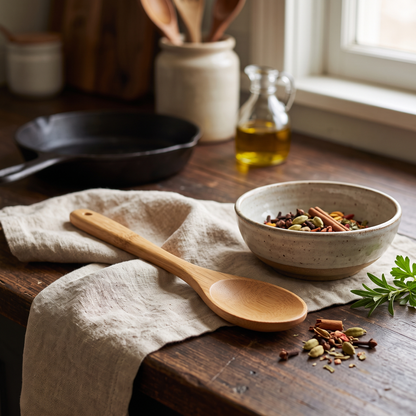 Set of 2 | Eco-Friendly Natural Bamboo Cooking & Serving Spoon | 33 × 6.5 cm (DZ)