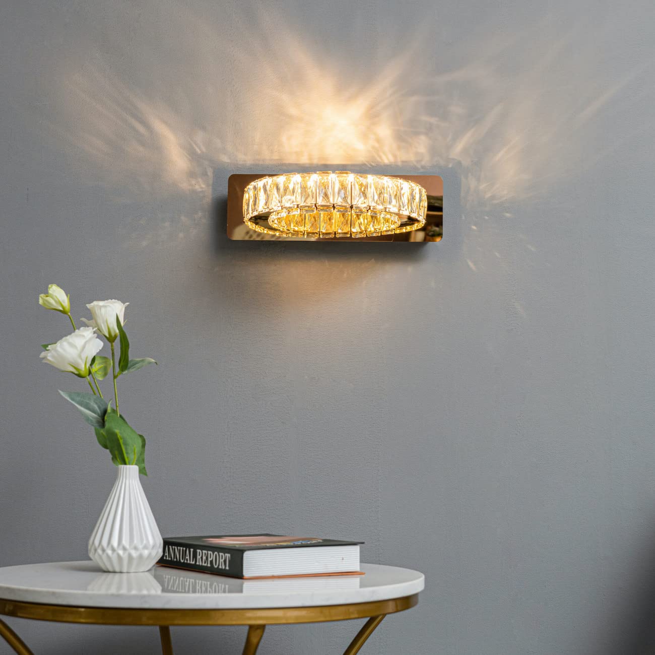 Ellipsoid Glass & Gold Luxe Wall Light - 30in * 8in (J)