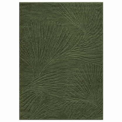 Forest Green Rug | Flowing Leaf-Inspired Embossed Pattern (GG)