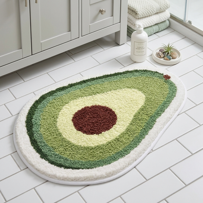 Fresh Avocado Tufted Microfiber Oval Non-Slip Cute Bathroom Mat (45 x 75 cm) - (CD)