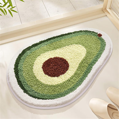 Fresh Avocado Tufted Microfiber Oval Non-Slip Cute Bathroom Mat (45 x 75 cm) - (CD)
