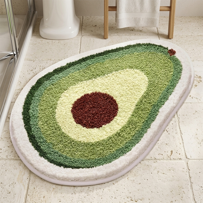 Fresh Avocado Tufted Microfiber Oval Non-Slip Cute Bathroom Mat (45 x 75 cm) - (CD)