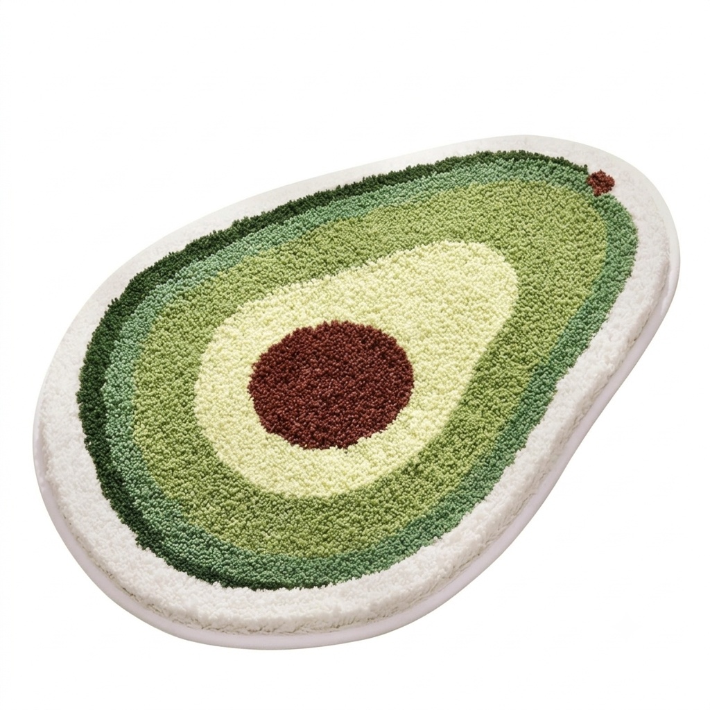 Fresh Avocado Tufted Microfiber Oval Non-Slip Cute Bathroom Mat (45 x 75 cm) - (CD)