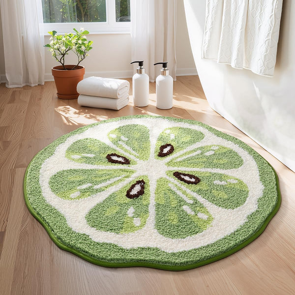 Fresh Citrus Kiwi Slice Round Anti-Skid Microfiber Bathroom Mat (60 x 60 cm) - (CD)