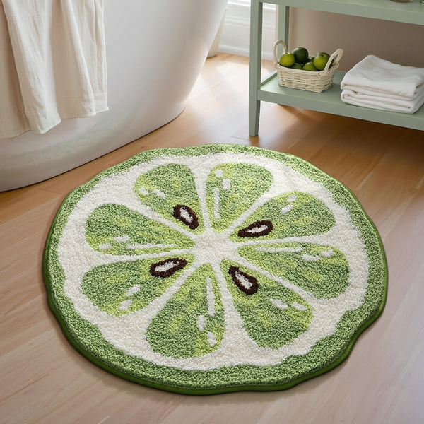 Fresh Citrus Kiwi Slice Round Anti-Skid Microfiber Bathroom Mat (60 x 60 cm) - (CD)