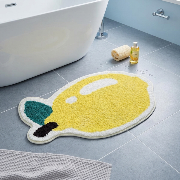 Fresh Whole Lemon Shaped Tufted Microfiber Novelty Anti-Skid Bathroom Mat (45 x 75 cm) - (CD)