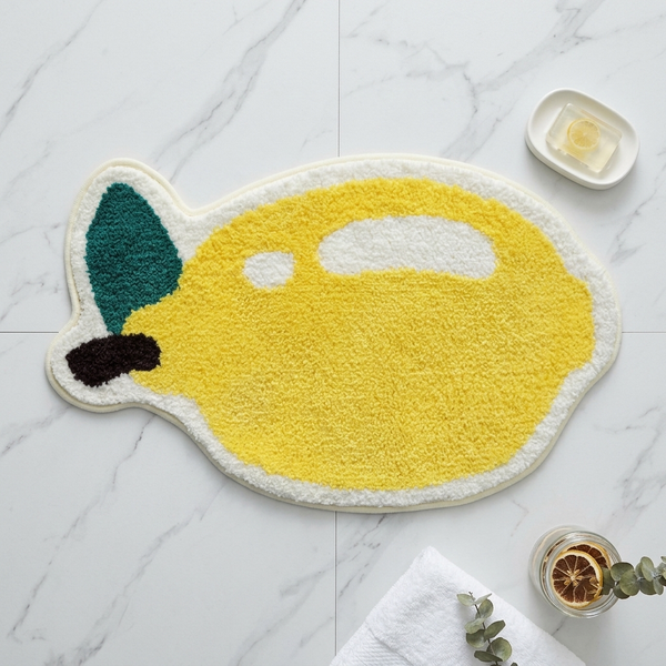 Fresh Whole Lemon Shaped Tufted Microfiber Novelty Anti-Skid Bathroom Mat (45 x 75 cm) - (CD)