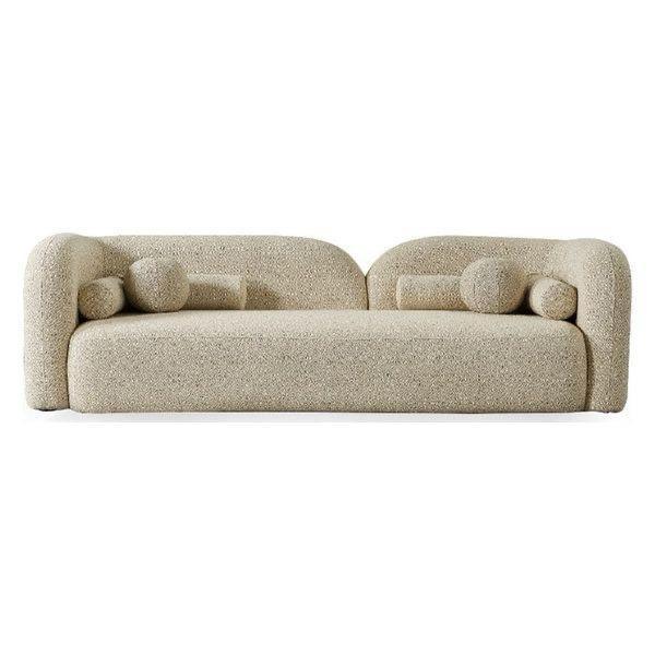 Freya Asymmetric Curved Bouclé 3-Seater Sofa (2100mm) - (NO)