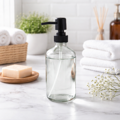 The Minimalist Clear Boston Round Glass Soap Dispenser (W)