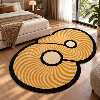 Golden Orbit Wave Rug | Flowing Concentric Wave & Overlapping Circular Forms (GG)
