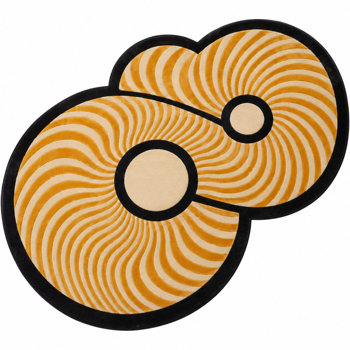 Golden Orbit Wave Rug | Flowing Concentric Wave & Overlapping Circular Forms (GG)