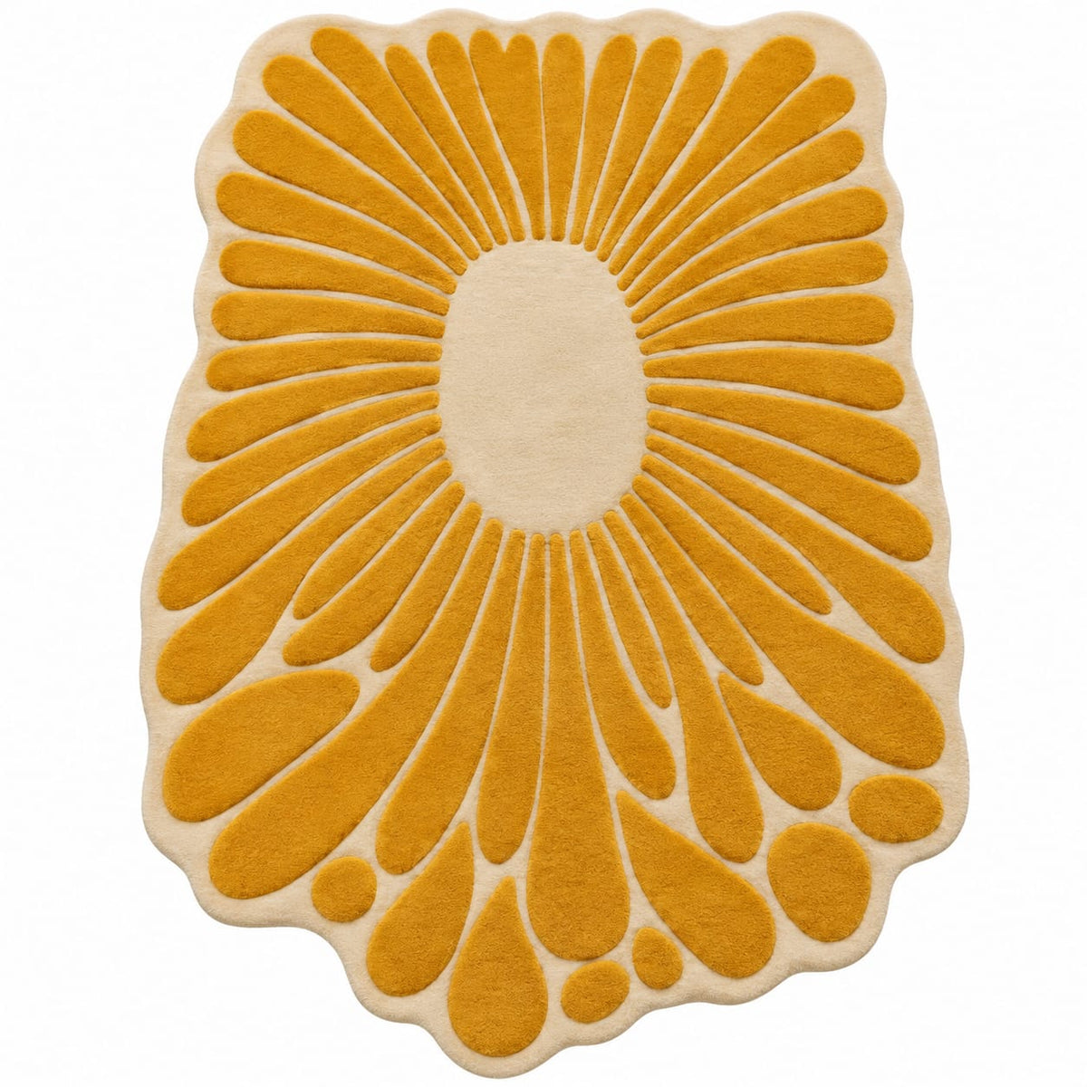 Golden Sunburst Bloom Rug | Flowing Sunburst Bloom Petal Pattern (GG)