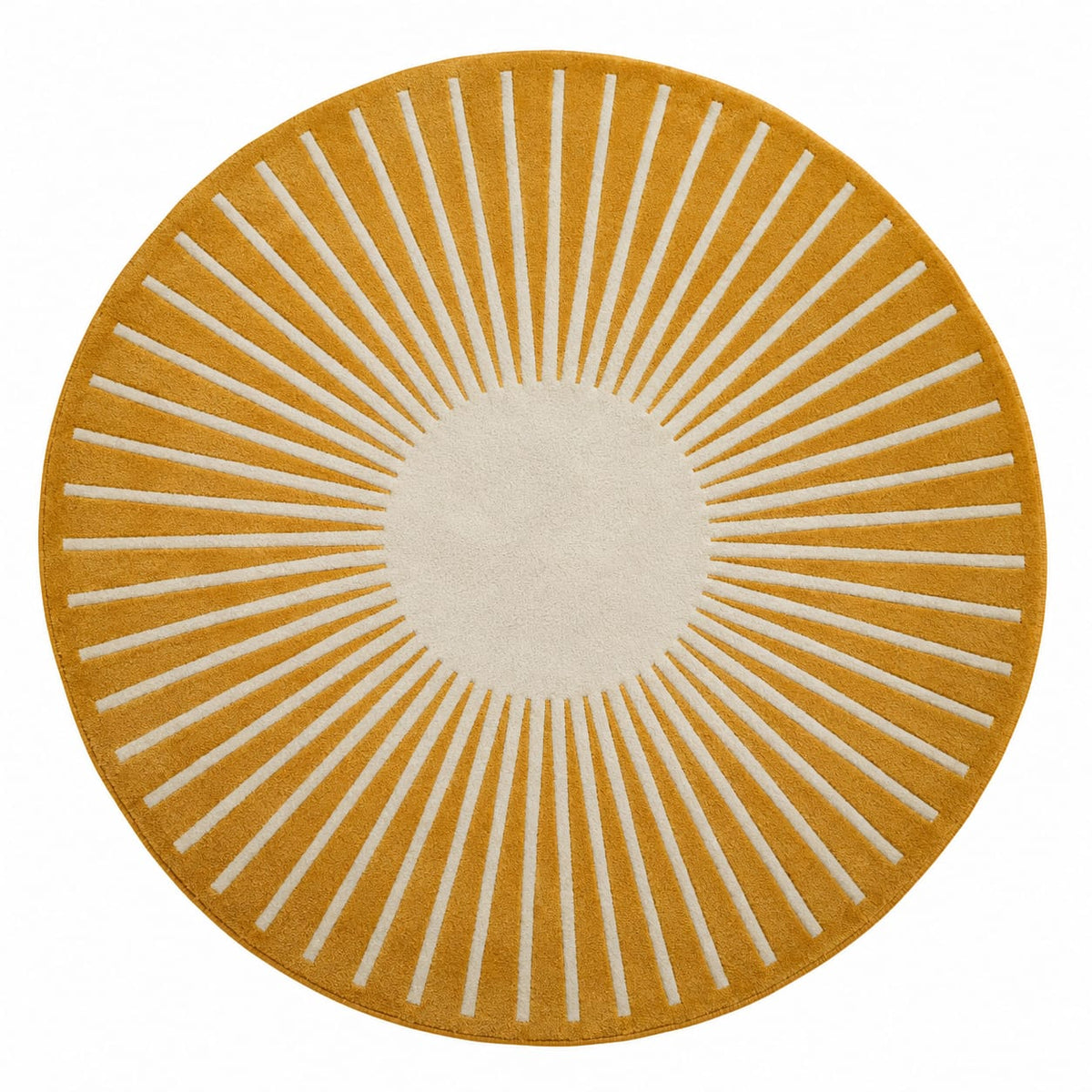 Golden Sunburst Rug | Circular Radial Line Pattern (GG)