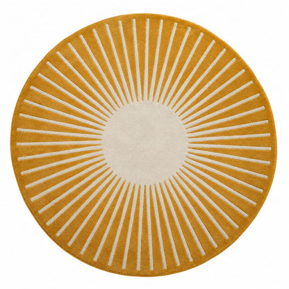 Golden Sunburst Rug | Circular Radial Line Pattern (GG)