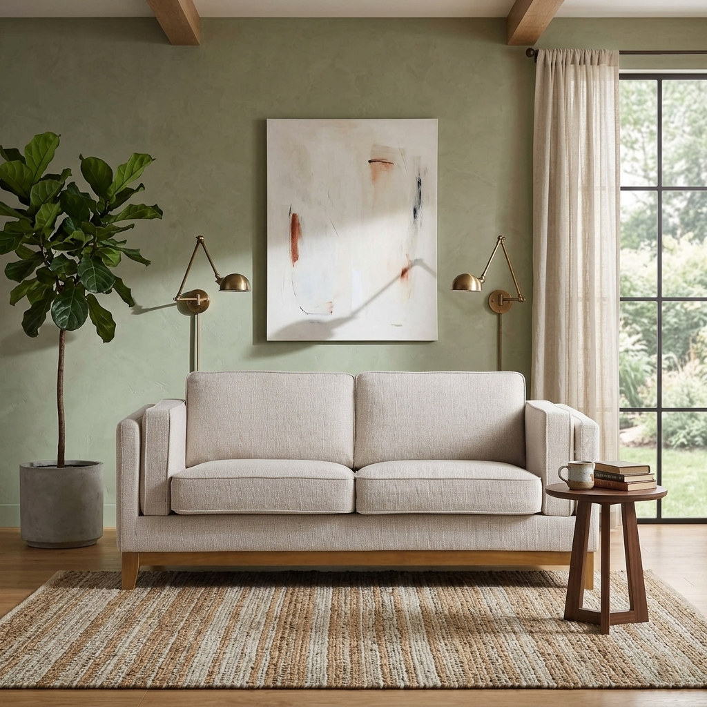Habi Upholstered Fabric 2-Seater Sofa W 167 x D 84 x H 74 cm - (OT)