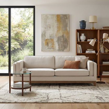Habi Upholstered Fabric 3-Seater Sofa W 209 x D 84 x H 74 cm - (OT)