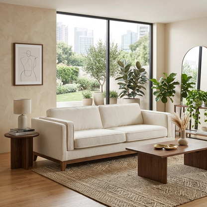 Habi Upholstered Fabric 3-Seater Sofa W 209 x D 84 x H 74 cm - (OT)