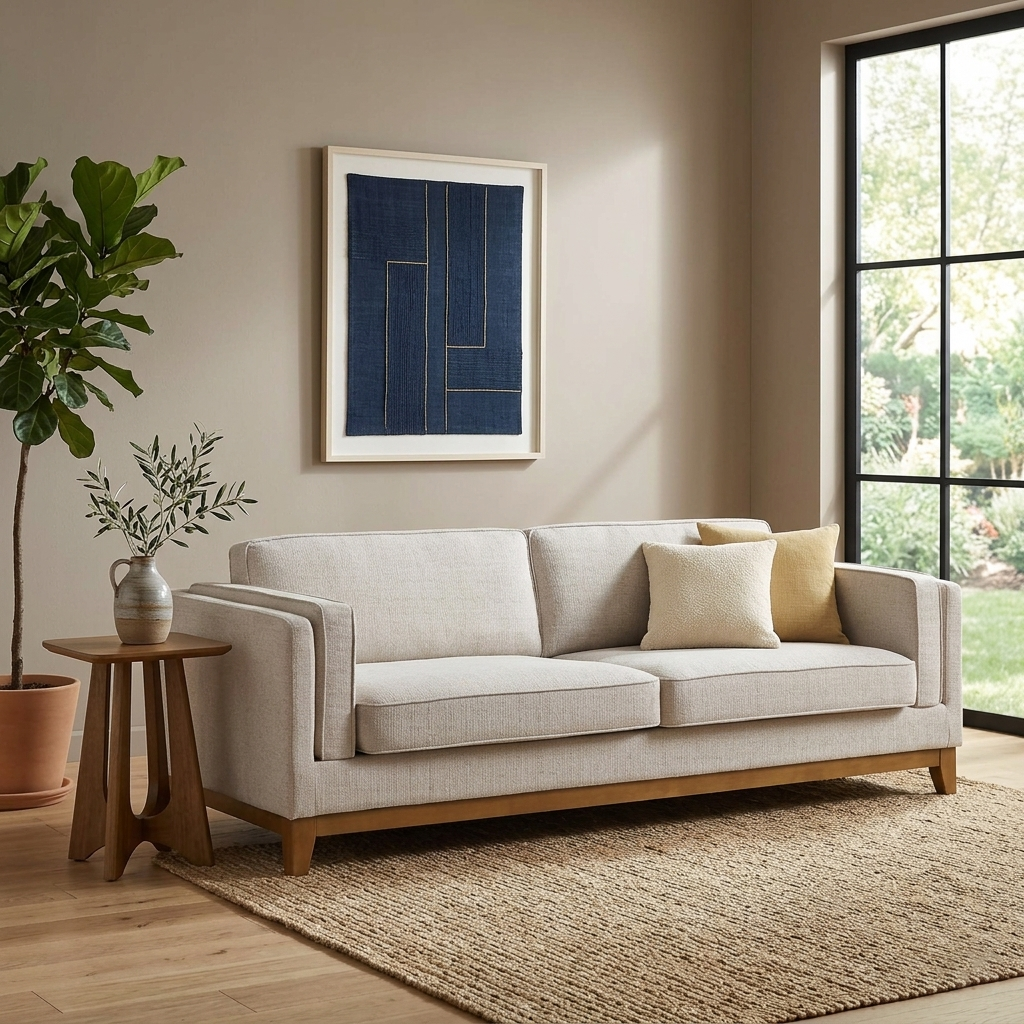 Habi Upholstered Fabric 3-Seater Sofa W 209 x D 84 x H 74 cm - (OT)