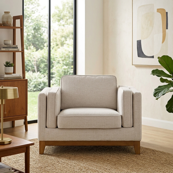Habi Upholstered Fabric Sofa, 1-Seater W 101 x D 84 x H 74 cm - (OT)